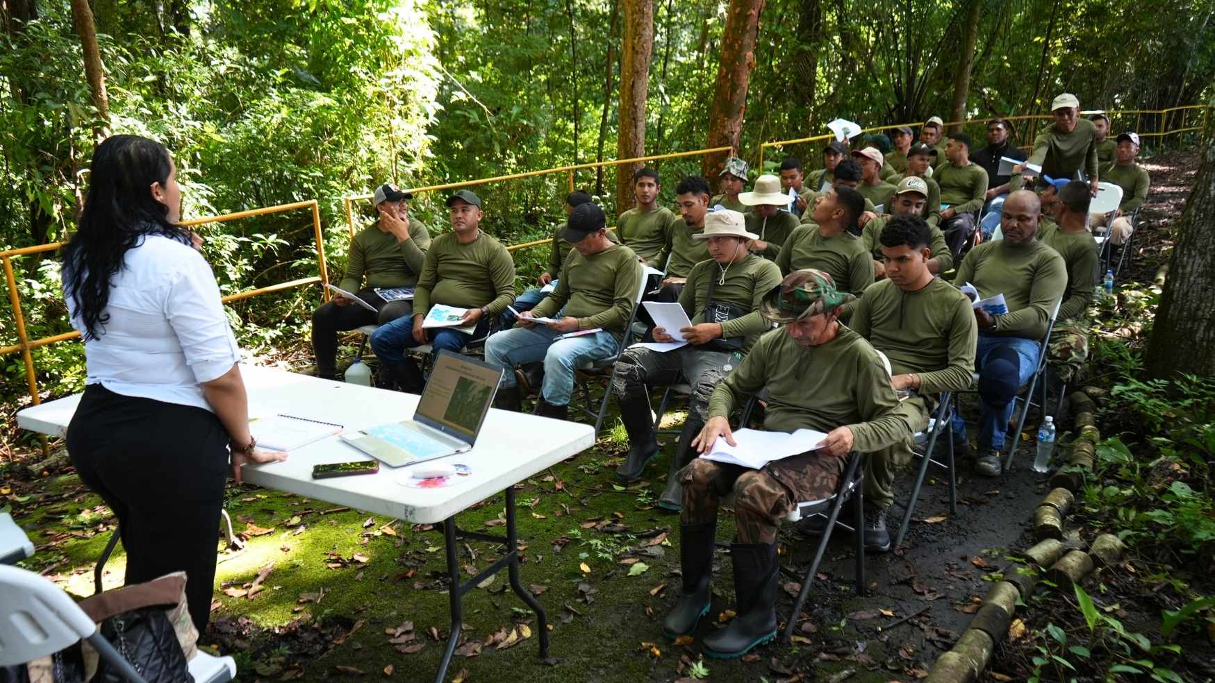 Santa Fe National Park rangers training session in a forest setting