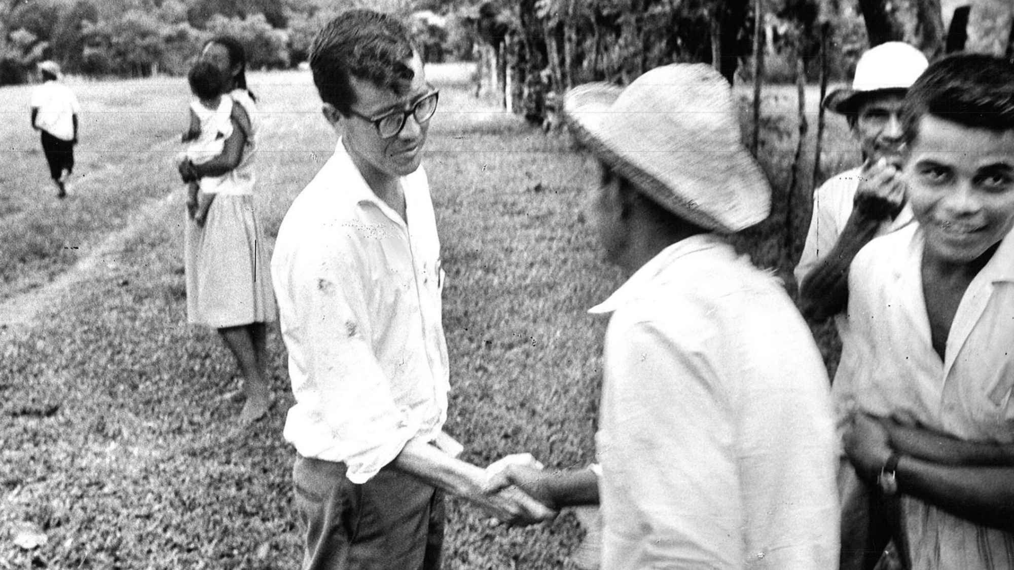 Father Hector Gallego with campesinos in Santa Fe Veraguas